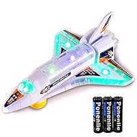 DeVan Bump and Go Electric Space Shuttle Airplane Toy with Flashing 3D Lights and Sounds （Battery Included）