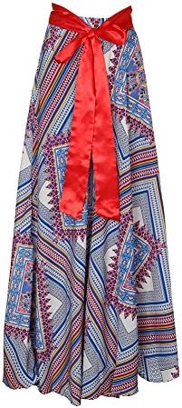 Women's Convertible Wax Print Dashiki Ball Gown Long Maxi Blue Dress-S