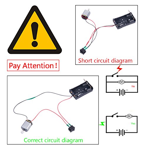 Topoox 6 Set DC Motor Mini Electric Motor 1.5-3V 15000 RPM with 2 x 1.5V AA Battery Holder Case with Mini Boat Rocker Switch and 63 Type Plastic Crown Gear