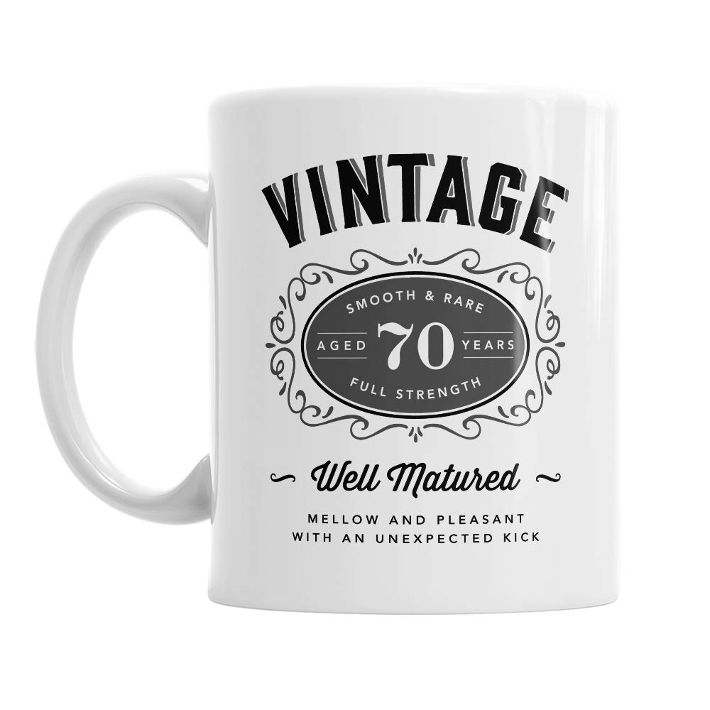 Mainly Mugs 70th Birthday Gift Coffee Mug Vintage for Men Women Age 70 Keepsake 11oz