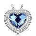 NINASUN Women Christmas Necklace Gifts Blue Heart Necklace 925 Sterling Silver Pendant Swarovski Crystals Heart Jewelry for Her for Wife Girlfriend Girls Birthday Gift for Women primary