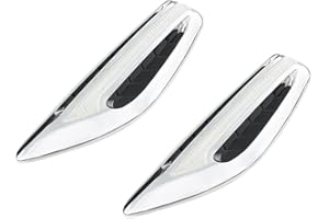 SEADEAR 1 Pair Car Fender Side Vents,Chrome Car Air Flow Fender Car Side Vent Decor Sticker Car Air Flow Intake Hole Stickers Decorative Auto Exterior Accessories White