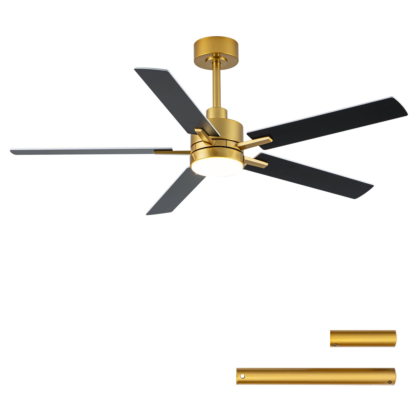 Photo 1 of LANMEL 52'' Black and Gold Ceiling Fans with Lights and Remote, 6 Speed Low Profile Modern Ceiling Fan with Quiet DC Motor for Indoor Outdoor Bedroom Living Room