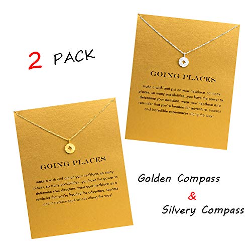 QXFQJT Sun Compass Necklace Best Friend Anchor Horseshoe Deathly Hallow Pendant Chain Necklace with Meaning Cards