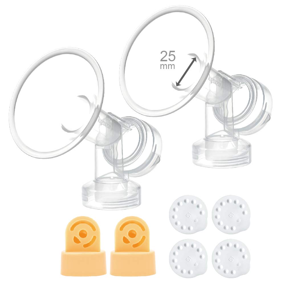 Maymom Brand 25 mm 2xOne-Piece Breastshield w/Valve and Membrane for Selected Medela Breast Pumps; Medium Shield