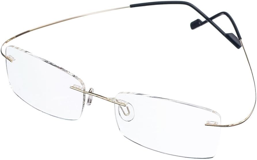 Reading Glasses +4.50 Men Women Fashion Rimless Reading Eyeglasses Super Light 100% Titanium Frame Gold Color+ Eyewear Case