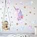 Amaonm Creative Cartoon Rainbow Unicorn with Colorful Stars Wall Decals Removable PVC Wall Art Decor Home Wall Decoration 3D DIY Stickers Murals for Girls Rooms Kids Bedroom Living Room Doors (Star)