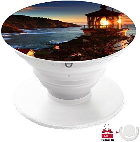 MAYUNL Phone Holder and Expanding Stand for most devices including Smartphones and Tablets- Lighthouses Glowing Sea Coast
