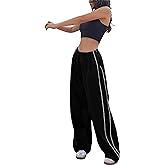 Women's Parachute Pants Cargo Trousers Elastic Waist Wide Leg Track Pants Y2k Clothing