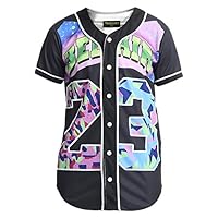 PIZOFF Short Sleeve Arc Bottom 3D Colorful Number 23" Print Baseball Jersey Shirt Y1724-19-M