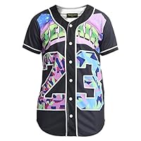 PIZOFF Short Sleeve Arc Bottom 3D Colorful Number 23" Print Baseball Jersey Shirt Y1724-19-M