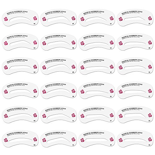 Lictin 4 Pcs Eyebrow Razor Trimmer Shaper Kit, Cheek Facial Hair Remover Women's Trimmer Shaving Grooming Kit with 24 Pcs Eyebrow Stencil Grooming Shaping Templates(pink)