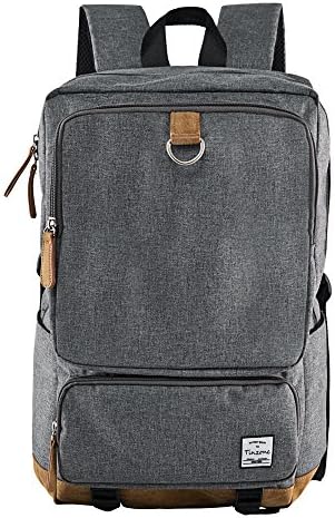 Tinzonc Unisex Classic Water Resistant Laptop Backpack Leather Backpack School Backpack Travel Backpack 14Inch Laptop Gray