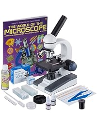 AmScope m150 C sp14 cls 50p100s wm 40 x  1000 x Estudiante microscopio portátil con amplia Slide Preparación Kit y libro