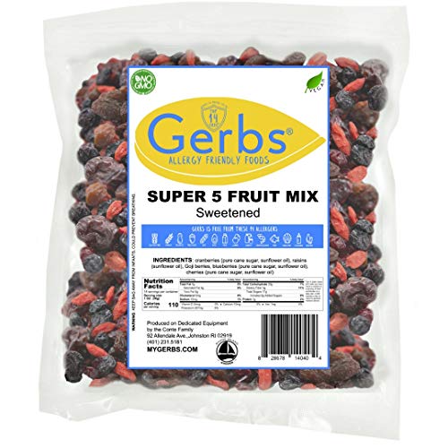 GERBS Super 5 Dried Fruit Snack Mix 14 Oz. Premium | Top 14 Food Allergy Free | Resealable Bulk Bag | Made in USA…