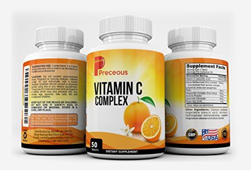 Vitamin C Complex Dietary Supplement Tablets Premium Non GMO Vitamin C
