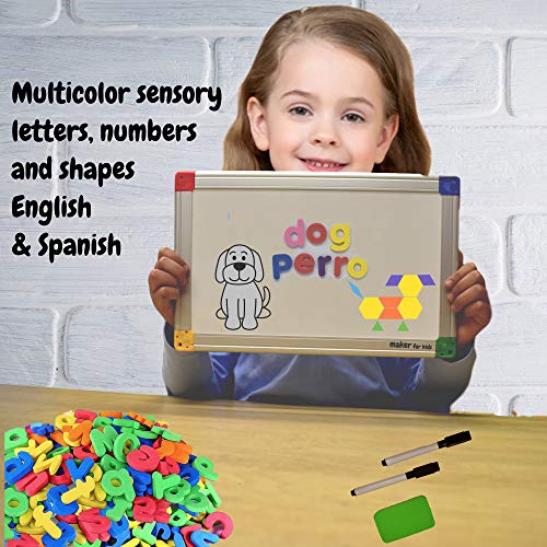 KOKO AROMA 291Pcs ABC Magnets Board Magnetic Letters Numbers and Shapes for Kids Toddlers with Storage Double-Side Drawing Whiteboard Uppercase Lowercase Foam Alphabet - Spelling Learning Games Set