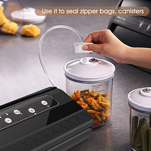 Mooka 96kPa Vacuum Sealer with Built-in Cutter, 10 Sealing Bags (FDA-Certified), 16Liter/min, Fresh UP to 7X Longer, Dry & Moist Modes, with Up to 60 Consecutive Seals, High-Temperature Resistant