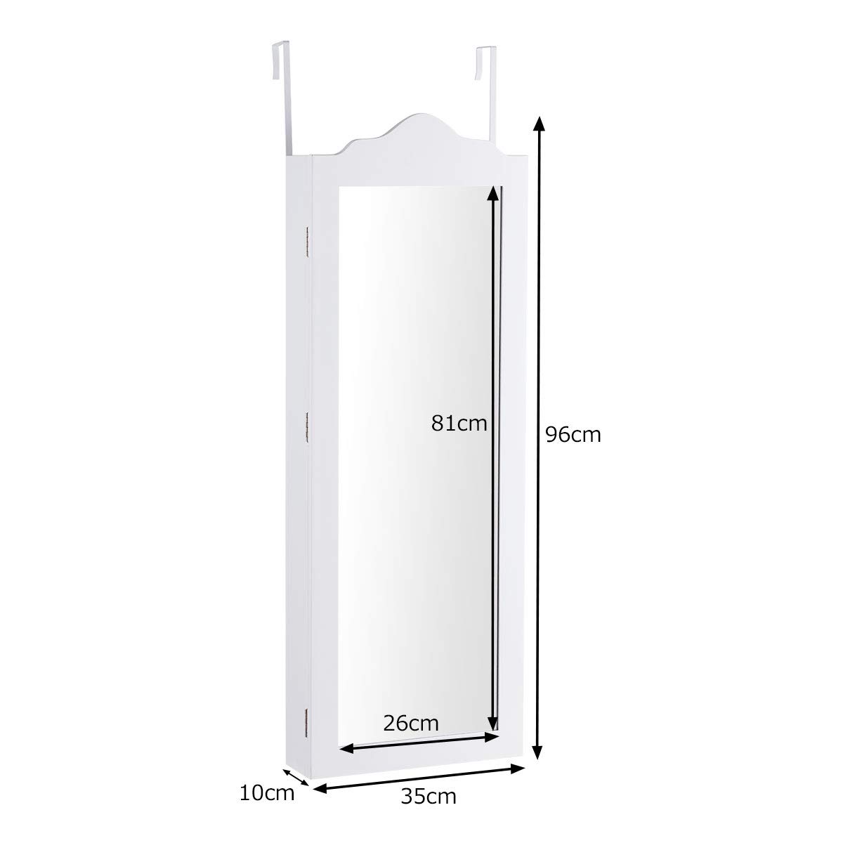 Schmuckregal hängend für Tür und Wandmontage Ganzkörperspiegel weiß
