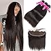 Pizazz Brazilian Straight Hair 3 Bundles With Closure 9A Unprocessed Virgin Human Hair Bundles with Free Part Closure (18 20 22+16)