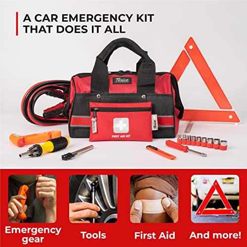 Thrive Roadside Emergency Car Kit Car Safety Accessories and Tool Kit with Jumper Cables and
