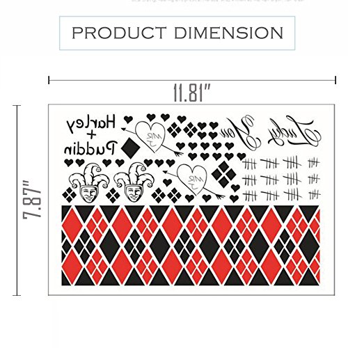 COKOHAPPY 4 Large Sheets SS Temporary Tattoo HQ & The Joker Sticker 80+ Tats Costume/Cosplay Party Accessories