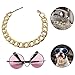 Coolrunner Funny Pet Sunglasses and Cool Plated Gold Chain Necklace (15” x0.39”) with Adjustable Length for Cats/Small Dogs Fashion Costume-Taking Pictures (8 CM Sunglasses)