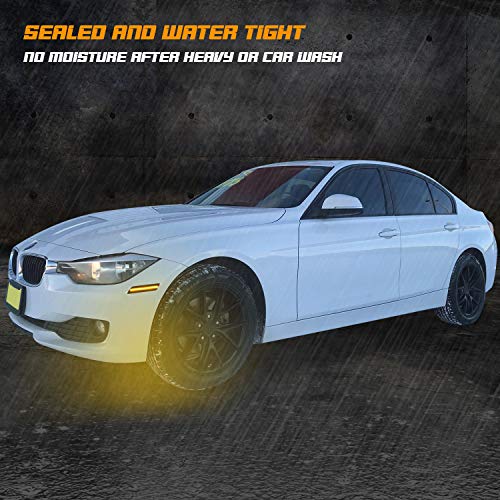 RUXIFEY LED Front Bumper Reflector Smoked Side Marker Lights Compatible with 2013-2015 BMW 3 Series F30 320i 328i 330i 340i ActiveHybrid 3 - Thumbnail 5