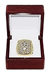 DALLAS COWBOYS (Roger Staubach) 1977 SUPER BOWL XII WORLD CHAMPIONS Vintage Rare & Collectible High-Quality Replica NFL Football Gold Championship Ring with Cherrywood Display Box