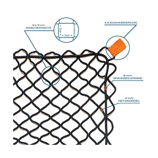 TRIBURGÂ® AnhÃ¤ngernetz Dehnbar fÃ¼r AnhÃ¤nger der GrÃ¶Ãen 1x2 m bis 2x3 m - engmaschig mit Gummiseil [schwarz/elastisch] – Bild 4