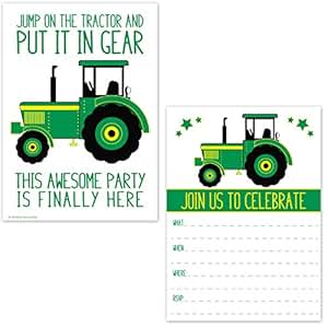 Boy Tractor Birthday Invitations 3