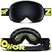 ZIONOR X10 Ski Snowboard Snow Goggles OTG for Men Women Youth Anti-fog UV Protection (VLT 17% Black Frame Black Lens)