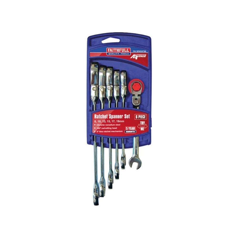 Ratchet Combination Spanner Flex Head Set, 6 Piece