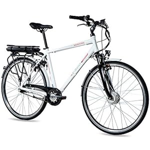 CHRISSON 28 inch E-Bike Trekking en City Bike voor heren – E-Gent wit met 7 versnellingen Shimano Nexus naafschakeling…