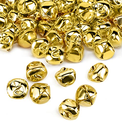 MCPINKY 1 Inch Jingle Bells, 50PCS Gold Metal Craft Bells Bulk DIY Bells for Christmas Festival Decoration Home Decoration