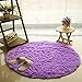 YJ.GWL Fluffy Round Rug Nursery Rug, Purple Circle Rug Kids Rug, 4 x 4 Feet