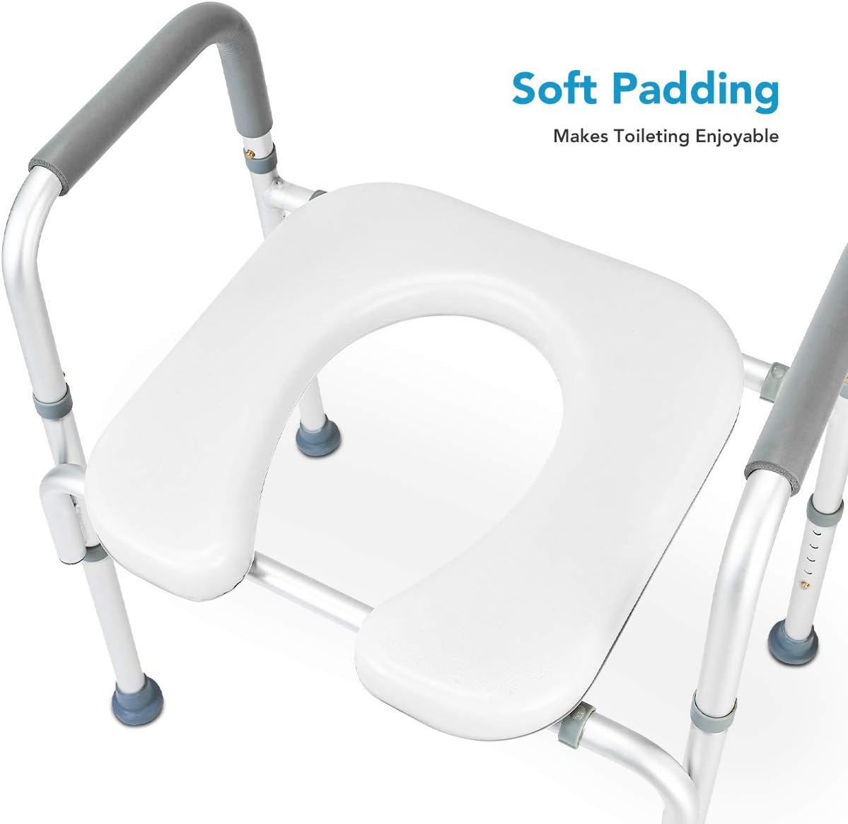 OasisSpace Stand Alone Raised Toilet Seat 300lb - Heavy Duty Medical Raised Homecare Commode and Safety Frame, Height Adjustable Legs, Bathroom Assist Frame for Elderly, Handicap, Disabled: Health & Personal Care