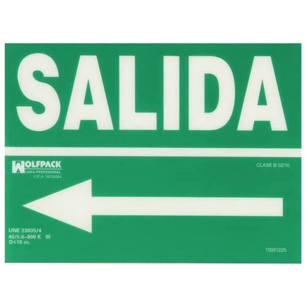 'Wolf Pack 15051225 Sign "Salida (Output), Arrow Left, 21 x 30 cm