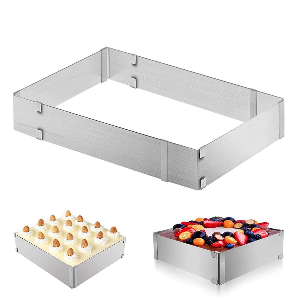 Mousse Ring Mould, Cake Mousse Ring, Stainless Steel Mousse Ring, Adjustable Mousse Ring, Stainless Steel Adjustable Adjustable Cake Mousse Ring for Making Sponge Cakes, Mousses, Pastries (Silver)