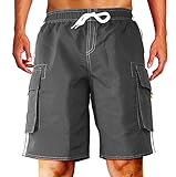 Dwar Men's Swim Trunks, Beach Shorts with Mesh Lining Watershort Swimsuit with Cargo Pockets