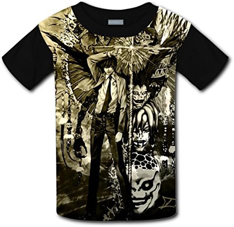 L.Lawliet Note Unisex Short Sleeve T-Shirt Kids Star Children's Sport Tee Shirt Black XL