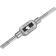 uxcell Adjustable Tap Wrench Handle, for Metric M1-M8 W1/16-1/4 Taps, Thread Tap Holder Reamer Hand Tapping Tool for Machinist Repair, Medium Carbon Steel Handle with Nickel Plated