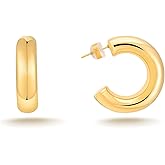 Milan Chiva 14k Gold Plated Chunky Hoop Earrings for Women 14k Glod Plated Earrings Dainty Jewelry