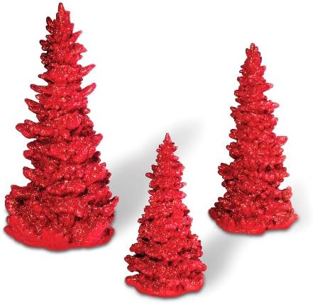 Department 56 Accessories For Villages Red Glitter Tree Set 10 Inch