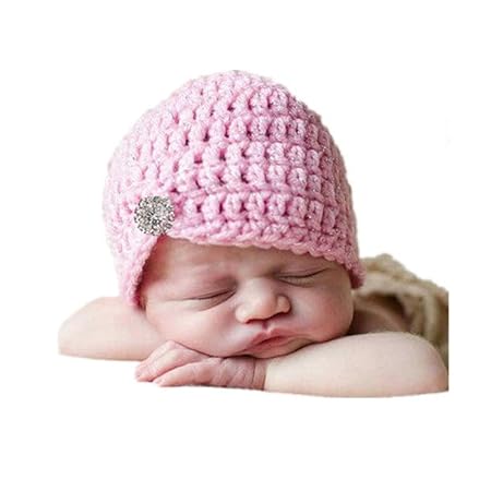 Goodplan 1 Stücke Baby Wintermütze Stricken Warme Mütze Mit Diamant Beanie Mütze für Baby Kleinkind Mädchen Jungen (Rosa)