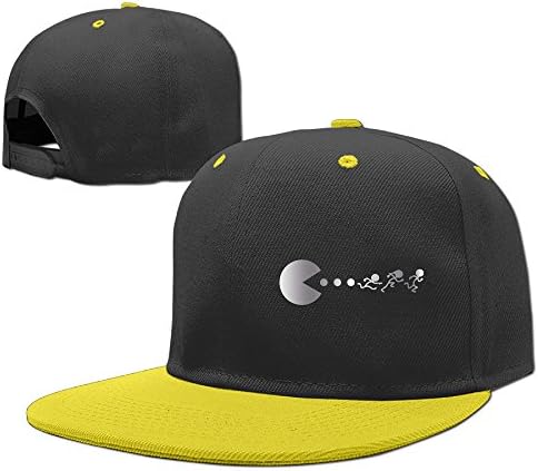 Kids Pac Man Chasing Stick Figur Platinum Style Hip-Hop Baseball Cap Yellow