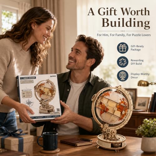 ROKR 3D Puzzle Wooden Adults, Wooden Puzzle Model Light Globe Model Making Craft Set Adults with LED Light,Gifts for Teens and adults
