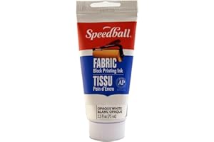 Speedball Fabric Block Printing Ink, Opaque White, 2.5 fl oz - Block Print Paint for Fabric & Paper - Made in USA