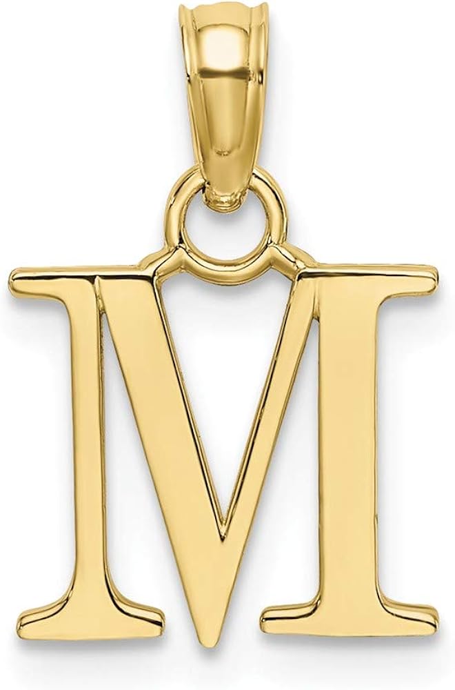 10k Yellow Gold M Block Initial Monogram Name Letter Pendant Charm Necklace Fine Jewelry Gifts For Women For Her