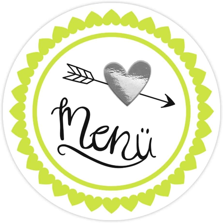 URSUS 59530006F Sticker Wedding 24 Stickers with Lettering Menu, Self-Adhesive and Foil Finish, Diameter Approx. 4.8 cm, Multi-Coloured - Image 4